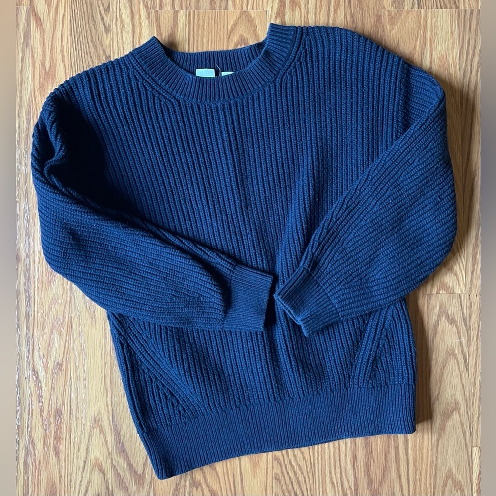 GAP Navy Blue Knit Sweater Preppy Crew Neck Cute Top Women's Size Small